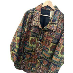 White Stag Vintage Multicolor Elephant & Bird Tapestry Jacket
